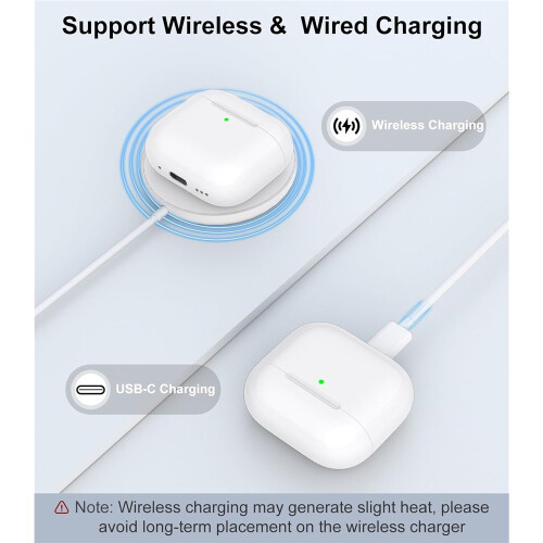 Wireless Charging Case Compatible with AirPods 4, Replacement Case for AirPods 4, Bluetooth Pairing Sync Button, Earbuds Not Included 2