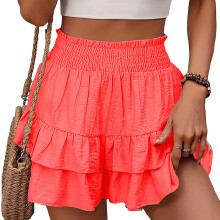 Women's Shorts Beach Vacation Casual Shorts Wide Leg-Orange M