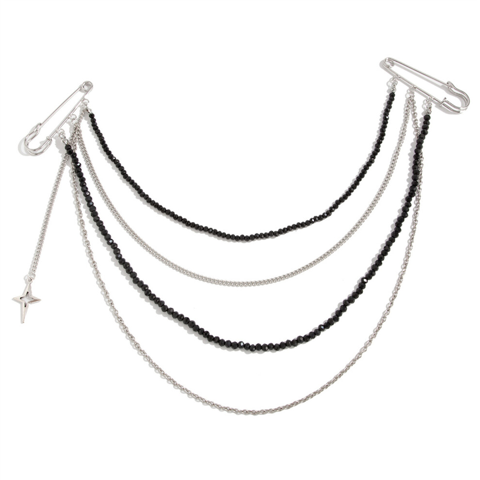 Trendy Fringe Chain Brooch with Double Pin For Women Men-B