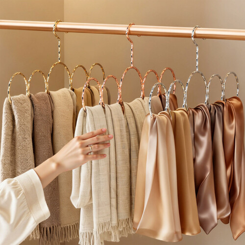 Space Saving Scarf Display Rack with Rotating-bright silver 2