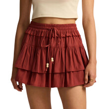 Women's flowy shorts, bohemian, ruffled, tiered skirt,-Orange M