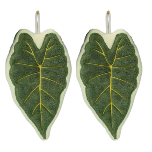 2 Pack Caladium Hand Towels for Bathroom Kitchen-Green
