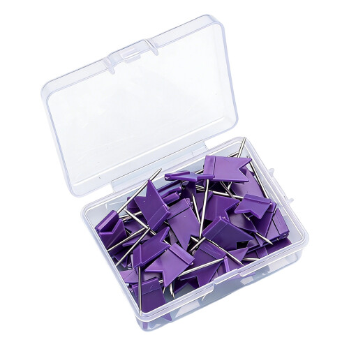 100Pcs Safe Rounded Head Styles Thumbtacks Marker Pins-Purple