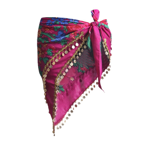 Sparkling Polyester Belly Dancing Hip Wrap With Tassels-Rhodo