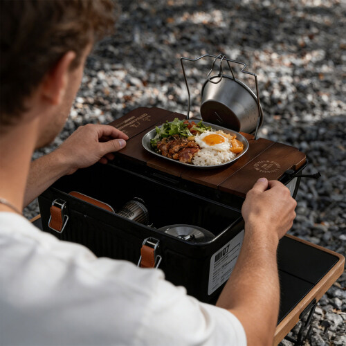 Multifunktionale Tischplatte aus Holz für Lunchbox, Camping, 1