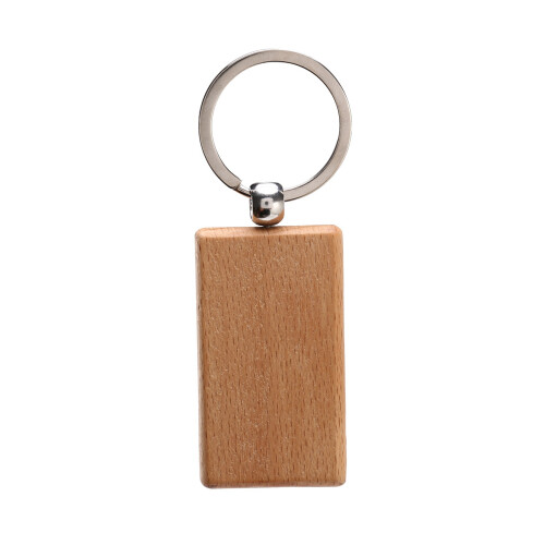 100 Blank Wooden Keychain Rectangular Engraving Key ID Can Be Engraved DIY 1