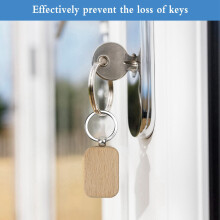 20 Pack Blank Wooden Key Chain Unfinished Wood Pendant Blanks with Keyrings for EDC Tags DIY Key Supplies