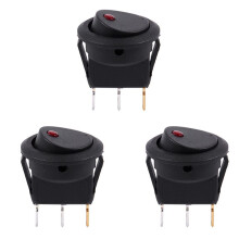 3X 12V LED Inverter Rocking Rocker ROUND SPST -OFF for BOAT Car Red