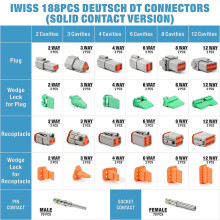 376PCS Deutsch DT Gray Connector Kit with 16 Solid Contacts in 2,3,4,6,8 and 12 Pin Configurations,Automotive Connectors