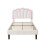 (3ft, Velvet, White) Single Upholstered Bed with LED Adjustable Shell Shape Headboard, Single Bed Frame with Solid Wood Slat 7