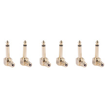 6-PACK Cinch-Buchse Auf 1/4-Zoll-Mono-Stecker, Rechtwinkliger Audio-Adapter, Goldfarben