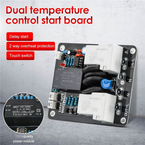 2 Set AC105-235V Amplifier  High Power Supply Soft Start Board Light Touch Double Temperature Control Overheat,B 1