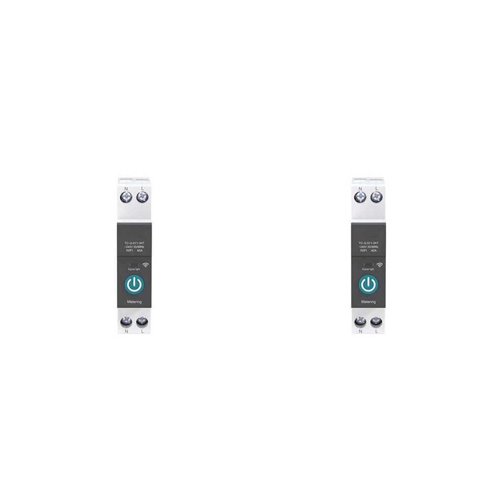 2X 40A Tuya Single Phase Din Rail Wifi Meter Timer Power Consumption Monitor Wattmeter,Black With Metering 6034215228984