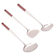 2X Wok Spatula and Ladle,Skimmer Ladle Tool Set, 17Inches Spatula for Wok, 304 Stainless Steel Wok Spatula
