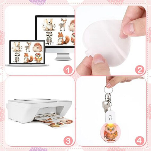 20 Pcs LED Sublimation Blank Keychain Acrylic Lighted Transfer Round DIY Keychain 1