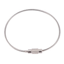 3Pcs Stainless Steel Screw Locking Wire Keychain Cable Key Rings Outdoor Accessory