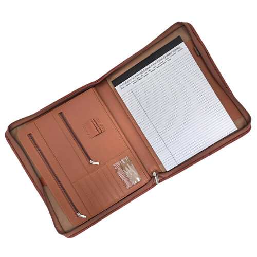 PU Leather Conference Folder with Lined-Brown leather folder