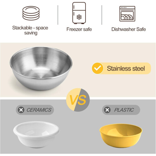 12 Pcs Stainless Steel Sauce Cups 3.5 Inch Small Condiment Bowls Stackable RustResistant Set 1