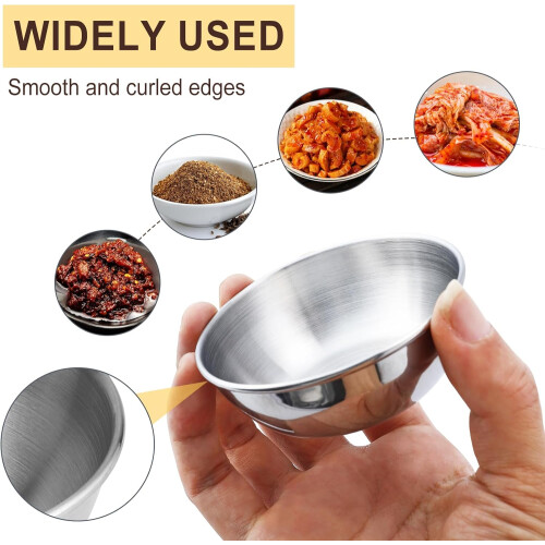 12 Pcs Stainless Steel Sauce Cups 3.5 Inch Small Condiment Bowls Stackable RustResistant Set 2