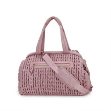 Large Capacity Waterproof Pink Diaper Bag with Insulated Pockets and Stroller Straps