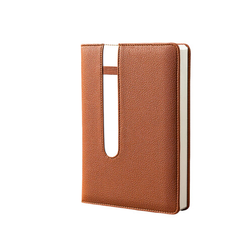 PU Leather Notebook 130 Sheets Lined Business Notepads-brown