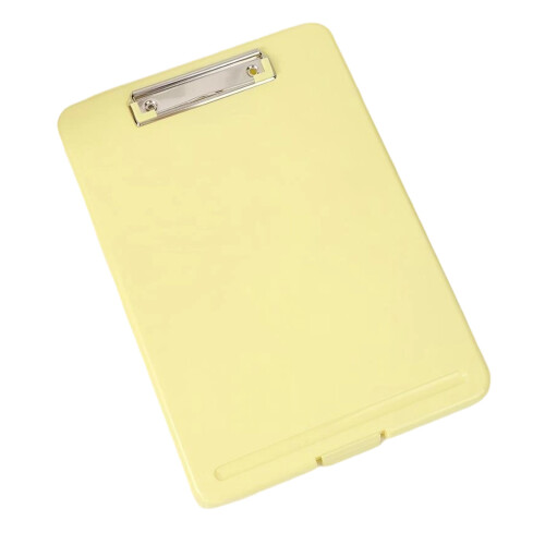 Portable Plastic Clipboard with File Container and Metal-Yellow