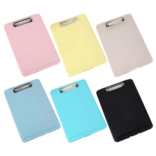 Portable Plastic Clipboard with File Container and Metal-Yellow 1