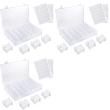 3X Boîte D'Organisateur de Fil à Broder en Plastique de 36 Grilles et 150 Bobines de Fil et 6 Autocollants de Numéro de Fil pour le Stockage de