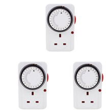 3X 24-Hour Segmented --Saving Plug Timer Socket Kit-with Programmable Controller 3-Pin Plug UK Plug