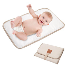 Nappy Changing Mat, Foldable, Comfortable Nappy Mat, Waterproof, Changing Mat with Magic Stickers for Trips, Travel, Tours White