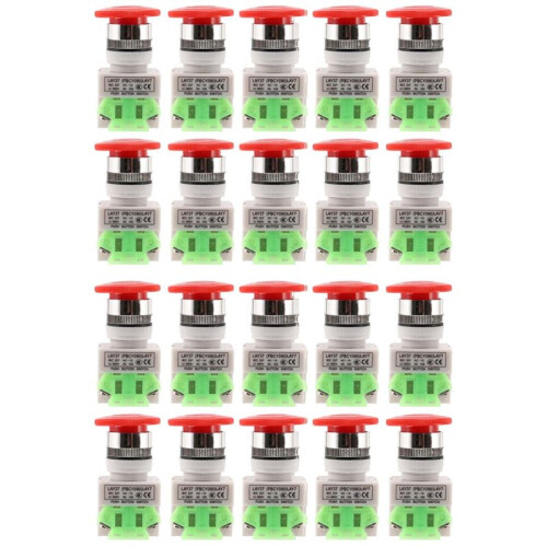 20X Red Mushroom Cap 1NO 1NC DPST Emergency Stop Push Button  AC 660V 10A