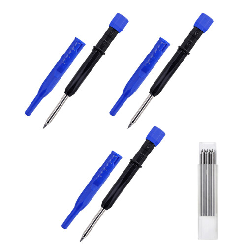 3pcs Heavy Duty Woodworking Pencils with Refill For Deep-Blue