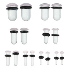 16Pcs Clear Glass Ear Plugs Kit Mushroom Design Unisex Body Jewelry