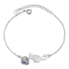 Blue Metal Hand Ring Bracelet Stylish Layered Chain Bracelet