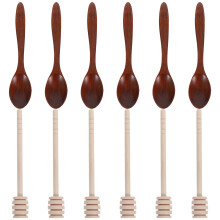 1Set Heat-Resistant Wooden Honey Mixing Spoons and Coffee Tea Scoops