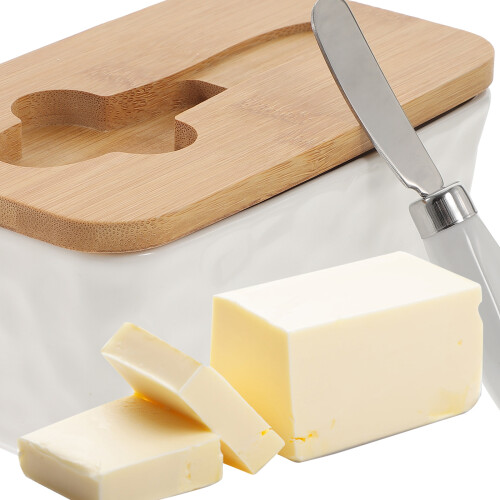 1Set Reusable Ceramic Butter Holder White Convenient Butter Storage 2