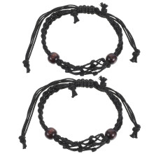 2Pz Bracciali Intrecciati Neri Regolabili in Cera Per Gioielli DIY