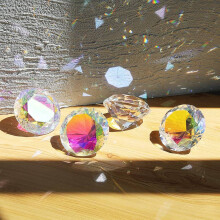 2PCS 50 mm/ 2 Inch AB Color Faceted Diamond Crystal Rainbow Paperweight Crystal for Home Office Decor and Wedding Favors