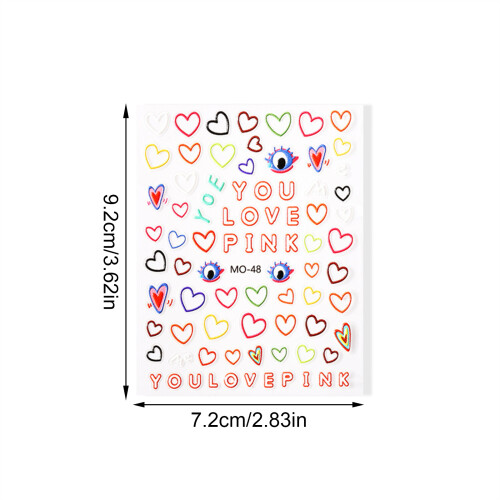6Sheets Lovely Bear Flower Nail Stickers Decals With 3D Embossed 2