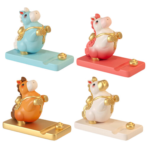 Support de téléphone en forme de chevaux-blanc et jaune 1