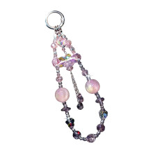 Chaîne de téléphone en perles de cristal pour femmes,-Rose