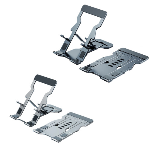 Thin Foldable Aluminum Phone Stand Adjustable Tablet Stand-Gray 2