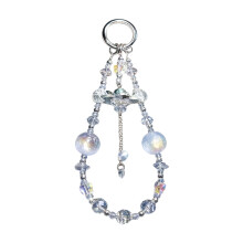 Eye Catching Mobile Phone Chain Crystal Beaded Cellphone-blue