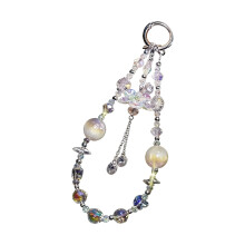 Phone Chain Crystal Pendant Cellphone Lanyard For Women-White