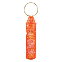 Metal Handle Wine Toted Bags Rhinestones Mesh-oranges color