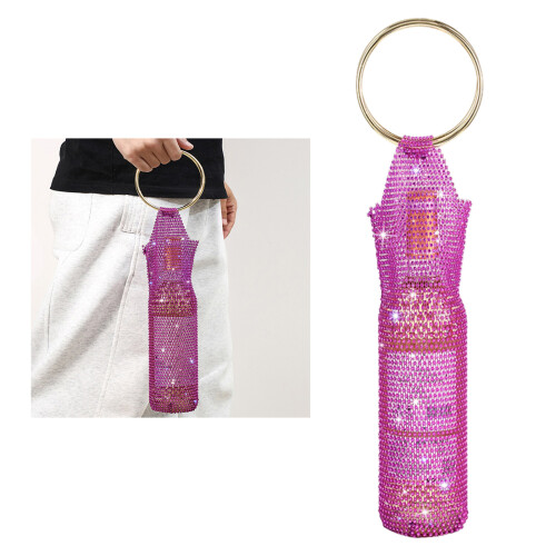 Stylish Metal Handle Wine Pouch Mesh Embedded-fantasy color 1