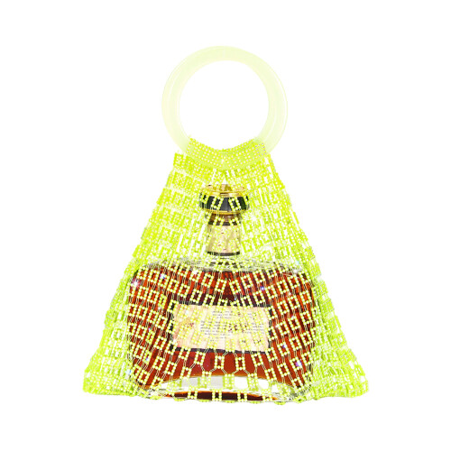 Resin Handle Wine Pouch Mesh Rhinestones-square fluorescent g
