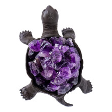 Elegante Miniatur-Meeresschildkröten-Skulptur,-Amethyst