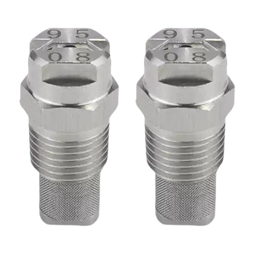 2pcs Stainless Fan Sprayer Nozzle With Filter Mesh 1/4in-9508
