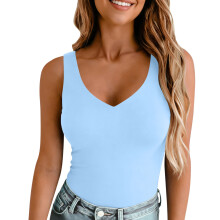 Elegant V Neck Cami Top Wrinkle Resistant-light blue M